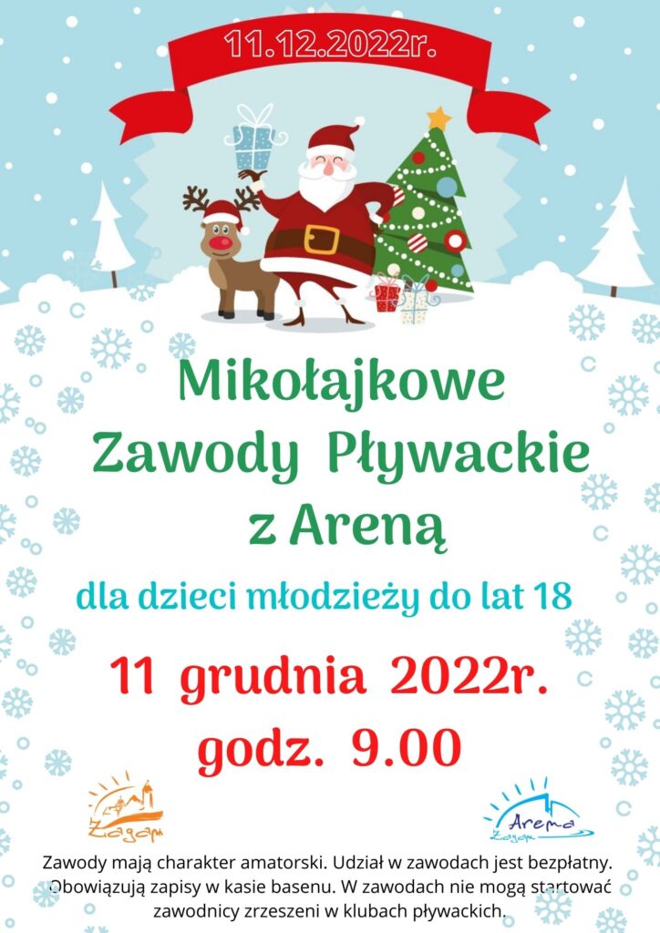 Plakat -Mikołajkowe Zawody Pływackie