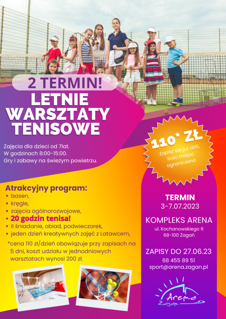 Plakat dotyczący warsztatów tenisowych