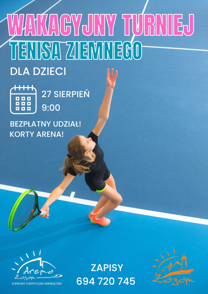 Plakat dotyczący turnieju tenisa ziemnego dla dzieci