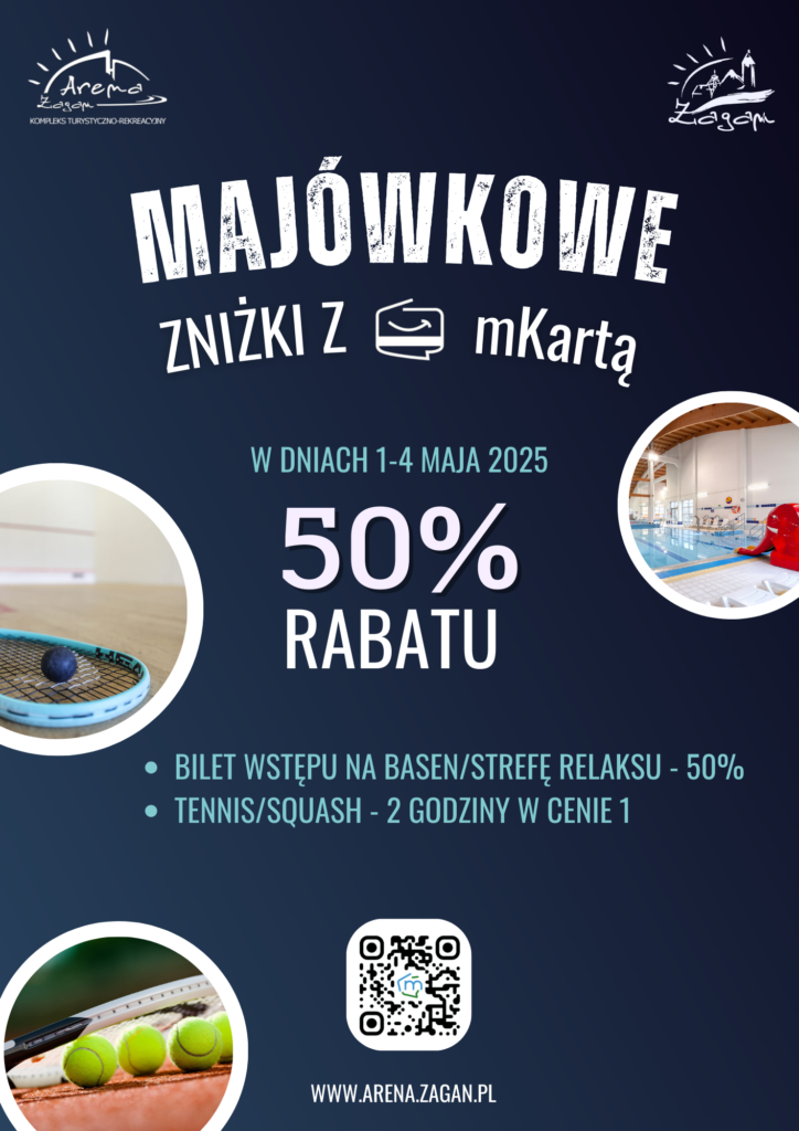 Plakat dotyczący majówkowych zniżek z mkartą
