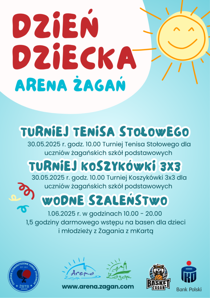 Plakat dotyczący Dnia Dziecka na Arenie