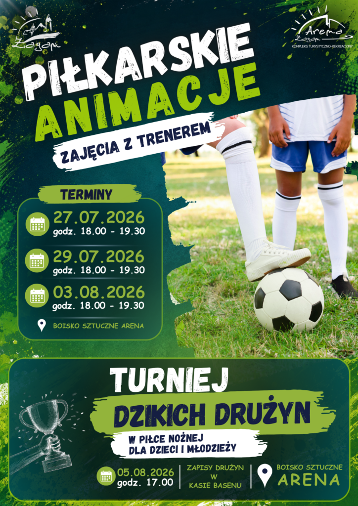 PLAKAT WAKACYJNY PIŁKA NOŻNA ANIMACJE I TURNIEJ WAKACJE 2026