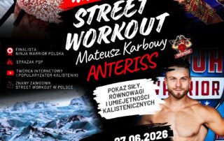 Plakat związany z wydarzeniem - warsztaty i pokaz street workout z Anterissem